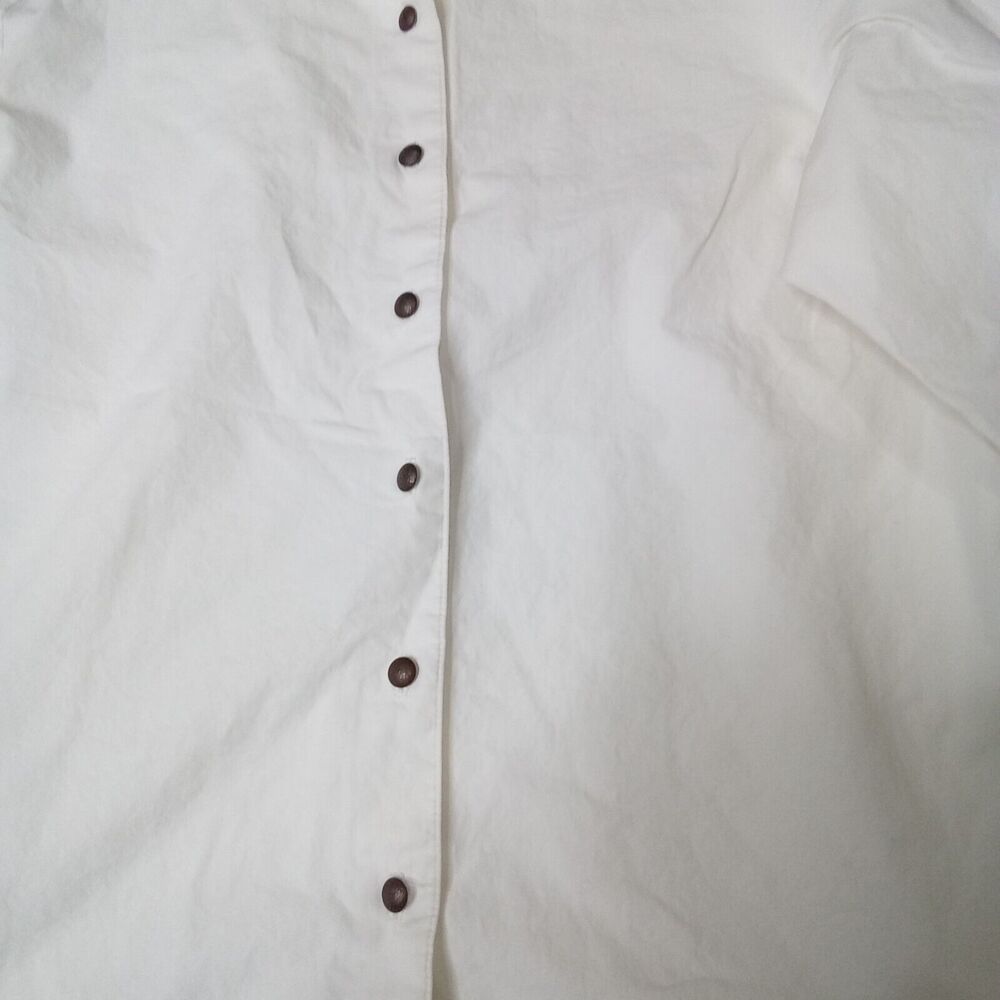 Womens Sharon Young Button-Up Embroidered Collar & Cuff Shirt Top Size L White - Picture 6 of 7